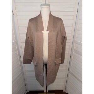 Grace Karin Women's Duster Cardigan Open Front Pockets Shawl Collar Beige Size L